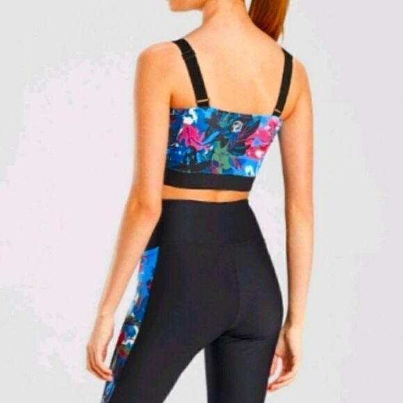 Natori Josie Cropped Floral Asymmetrical Sports Bra -H - Picture 4 of 6